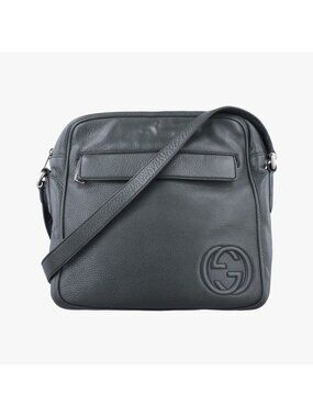 Gucci Interlocking Soho Messenger Gray Leather